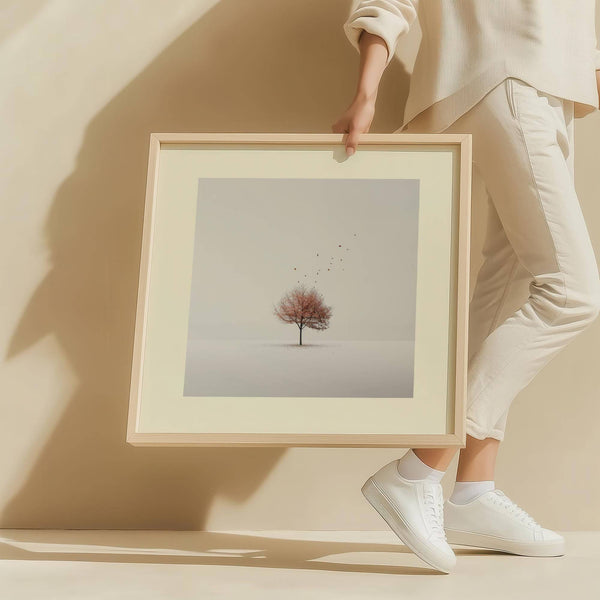 serene tree wall art with delicate leaf patterns