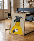 Illustrative Dog Wall Art featuring yellow and black hues for bedroom wall art