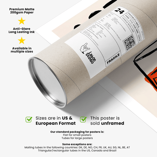 Cozy Aperol Spritz Print with orange, black, and white for cafe poster