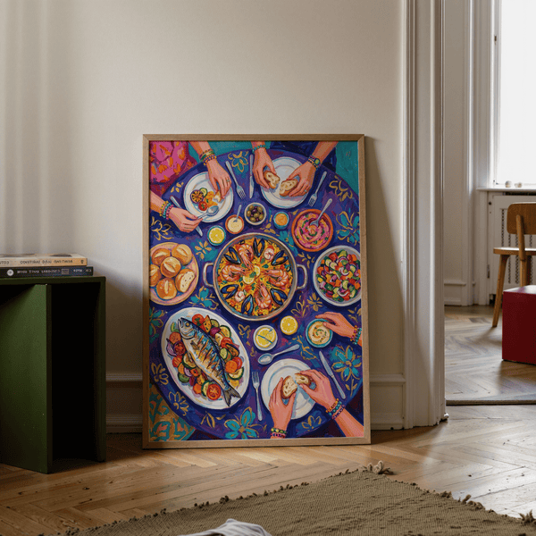Food Art Print featuring multicolored feast, fits dining room art print