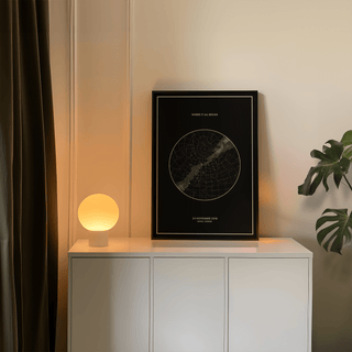 Custom Star Map wall art, black and white, perfect for study room ambiance