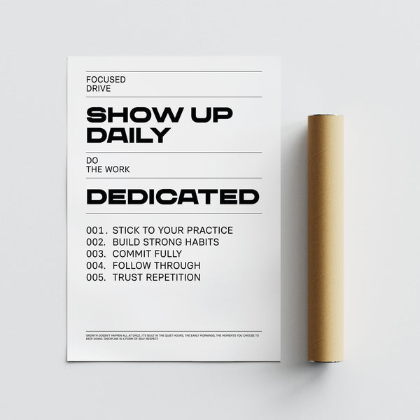 Stylish typography print featuring “Build Strong Habits” and “Trust Repetition.”