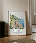 Amalfi Coast Wall Art detail showing lemon branch framing village scene