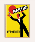 Vintage Vermouth Poster in Yellow, Red, and Black for bar art print