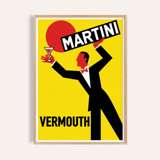 Vintage Vermouth Poster in Yellow, Red, and Black for bar art print