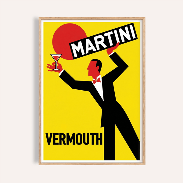 Vintage Vermouth Poster in Yellow, Red, and Black for bar art print