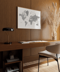 World Map Art art print for hallway in Gray and White