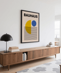 Minimalist Geometric Lines Art wall art in Yellow and Blue for hallway