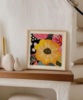 Colourful floral art print perfect for bright interiors.