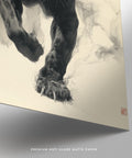 Traditional Japanese ink art black panther on light cream background.