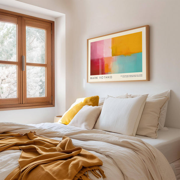 Gradient colorful abstract art print with vivid tones for modern bedroom