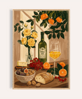 Still Life Kitchen Art with multicolored, yellow, orange, and green for kitchen wall art