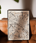 Sketch-style city map wall art print highlighting Gare du Nord and Opéra labels