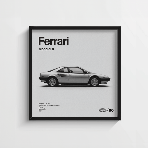 Ferrari Mondial 8 Poster, subtle Gray shades for den poster