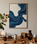 Blue Line Wall Art abstract design in blue and beige for home office