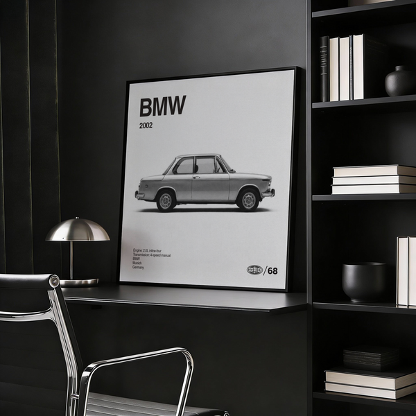 BMW Car Print poster, Gray tones, ideal for office wall art