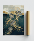 Contemporary Abstract Jelly Fish Wall Art for ocean-inspired wall art