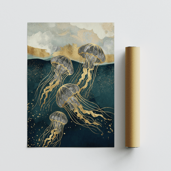 Contemporary Abstract Jelly Fish Wall Art for ocean-inspired wall art