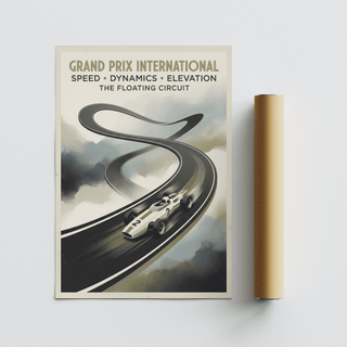 Retro racing poster highlighting number 2 car and sweeping curves