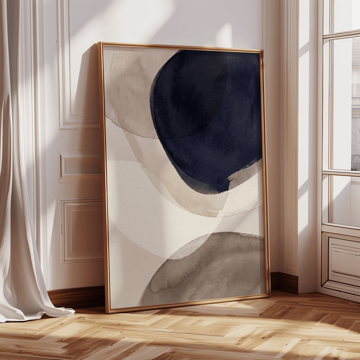 Modern Abstract Watercolor Print featuring brown shapes for bedroom art print