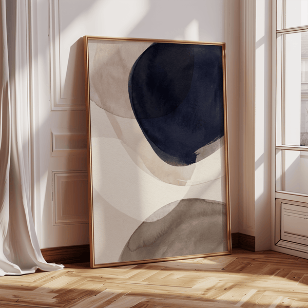 Modern Abstract Watercolor Print featuring brown shapes for bedroom art print