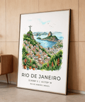Panoramic travel wall art print featuring Rio de Janeiro coastline with boats and mountains