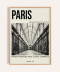 Parisian Passage Art Print poster showing vaulted glass arcade and central perspective