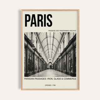Parisian Passage Art Print poster showing vaulted glass arcade and central perspective