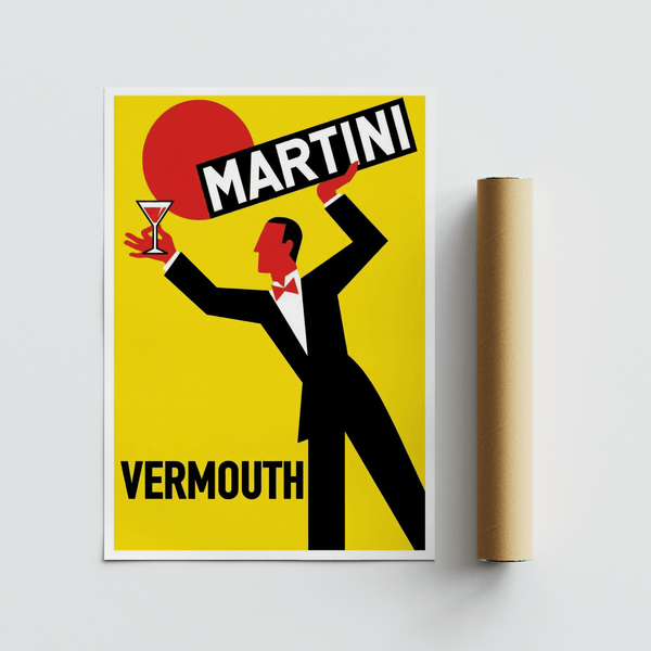 Vintage Vermouth Poster for living room, Red Black Yellow poster