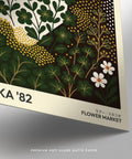 Mid-century inspired modern nature wall art with clovers and blossoms