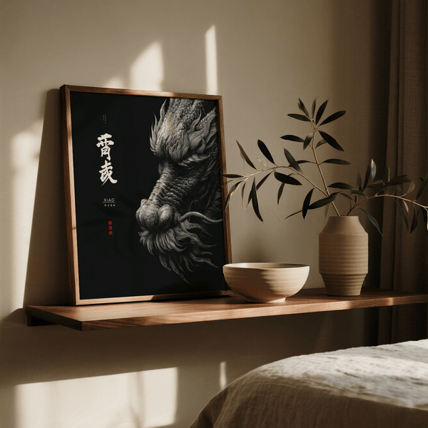 Fantasy Dragon Wall Art, monochrome tones for creative space wall art