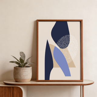 Modern Abstract Geometric Wall Art print with organic shapes and negative space