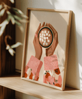 Hot Cocoa Wall Art in brown, pink, white, and beige for study decor