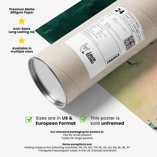 Top-down tennis court poster with line markings, small players, and wide surrounding ground