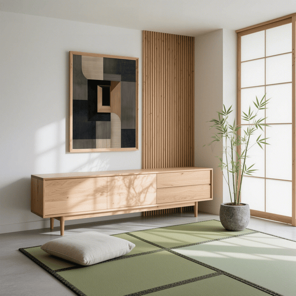 Elegant Abstract Wabi Sabi Print in Brown, Beige for neutral living room decor