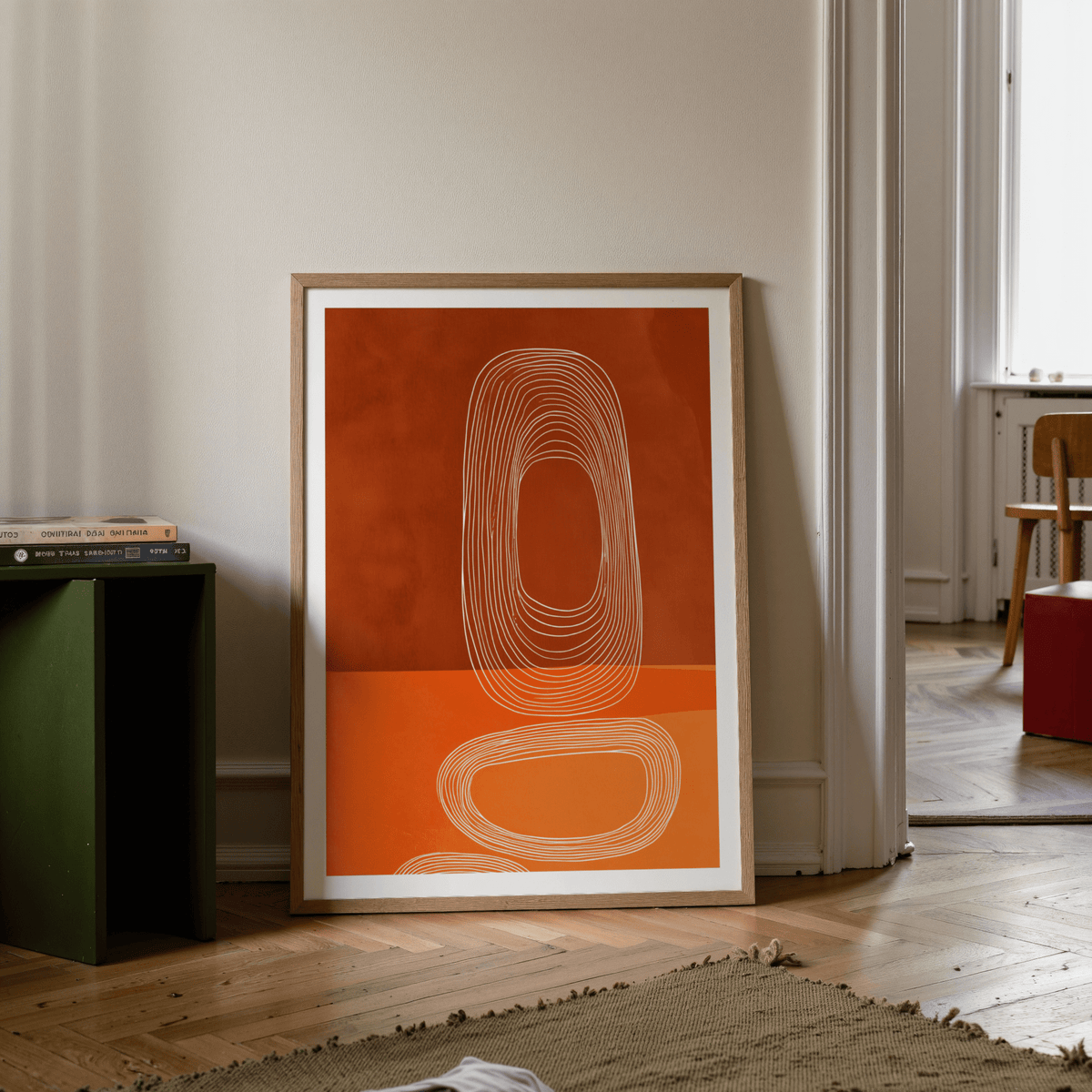 Abstract Line Art Print against textured beige background