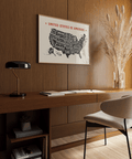 Minimalist US Map Poster, Beige tones, office art print