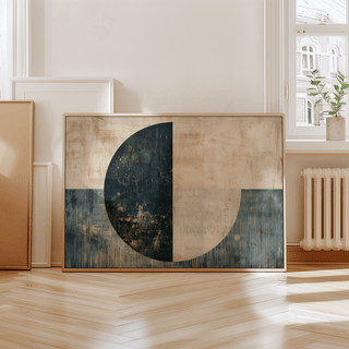 Modern Art Poster featuring Blue and Beige colors for office wall art