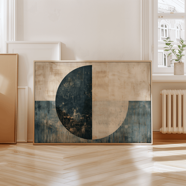 Modern Art Poster featuring Blue and Beige colors for office wall art