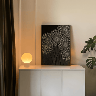 Dandelions Wall Art botanical print in black for workspace wall