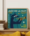 Jazz Festival Art Print using Green and Yellow for music lovers wall art