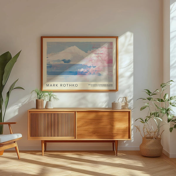 Abstract nature art showcasing iconic Japanese mountain landscape wall art