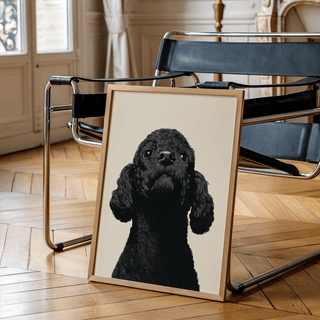 Beige and Black Poodle Wall Art print for bedroom, wall art