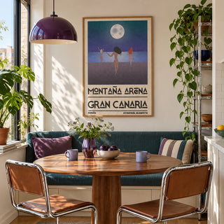 Beach Figures Art Print shown in a breakfast nook (frame not included)