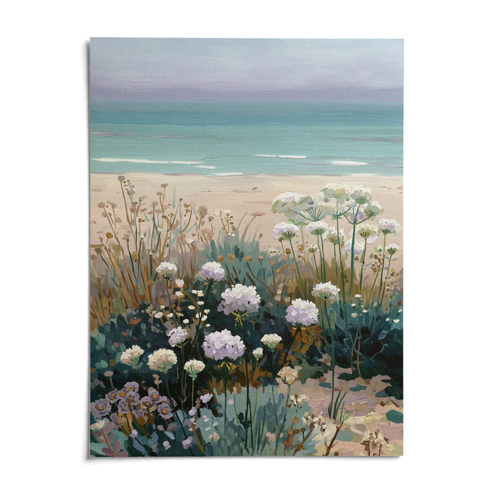 Beach Floral Art, shown as an unframed paper print on a plain white background