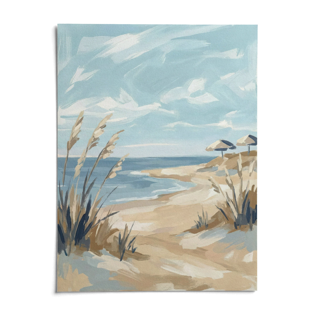 Beach Landscape Art Print, shown as an unframed paper print on a plain white background