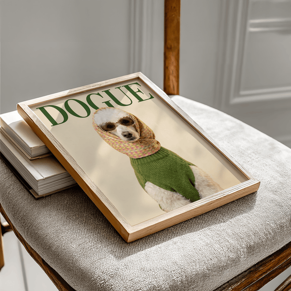 Fashion Poodle Wall Art whimsical wall decor in beige, white, and green for entryway