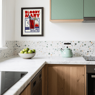 Bloody Mary Poster wall art in Red and Blue for cocktail lounge