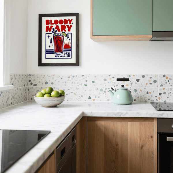 Bloody Mary Poster wall art in Red and Blue for cocktail lounge