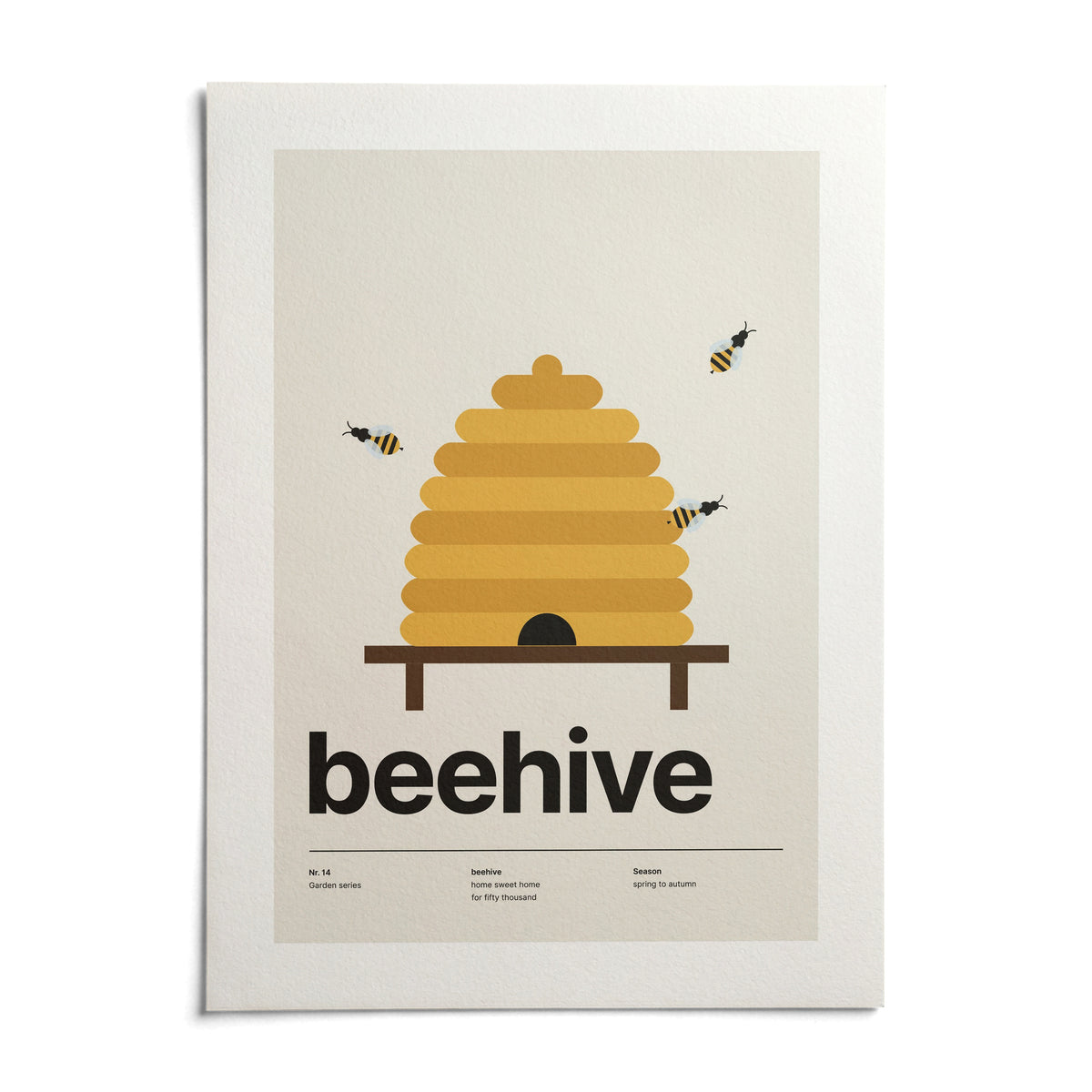Beehive Print, shown as an unframed paper print on a plain white background
